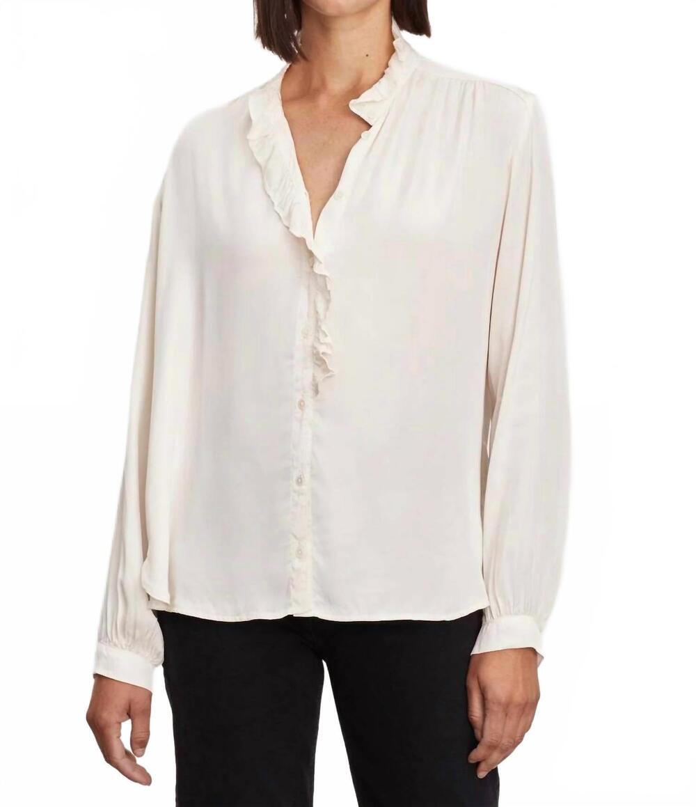 NEW VELVET BY GRAHAM & SPENCER ali button front top in cream